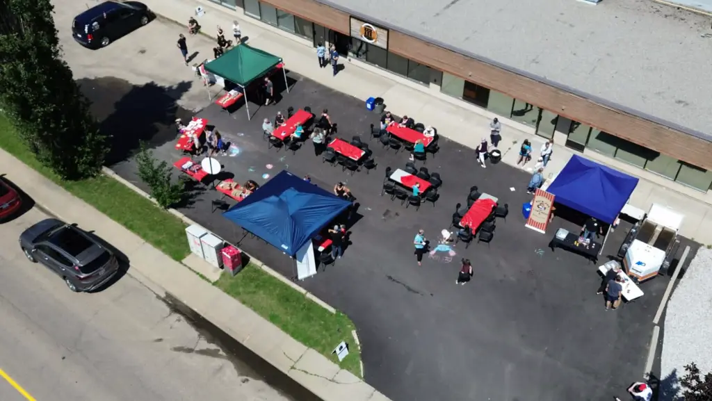 Aerial view of a Kick Ass Caramels outdoor event